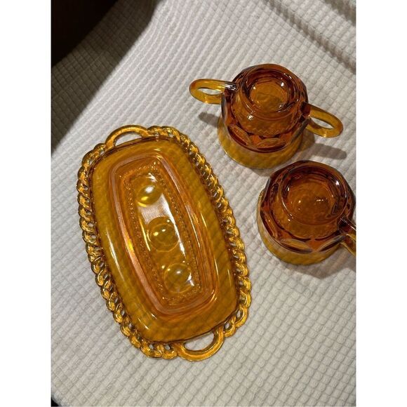Vintage Indianna Glass Kings Crown sugar & creamer with tray - Picture 8 of 8